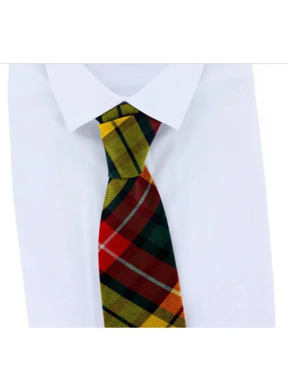 Buchanan Mens 100% Wool Necktie Scotland Designer Tartan Plaid Multi-Color EUC